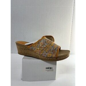 Baretraps Women's Flossey Orange Cork Heel Open Wedge Slip On Sandals Size 11M